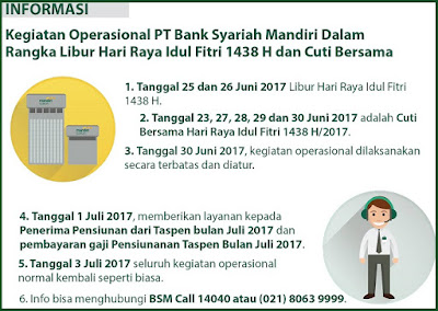Jadwal Kerja Bank Syariah Mandiri (BSM) Hari Raya Lebaran 