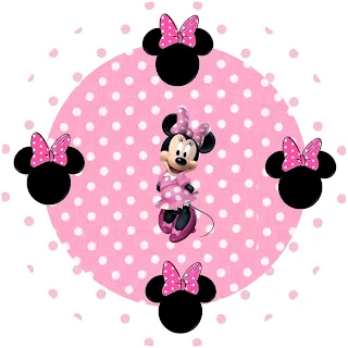 Minnie Mouse: Free Printable Toppers or Labels in pink. 