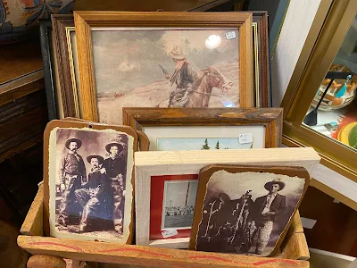 cowboy pictures display at  Paso Robles Antiques and Vintage