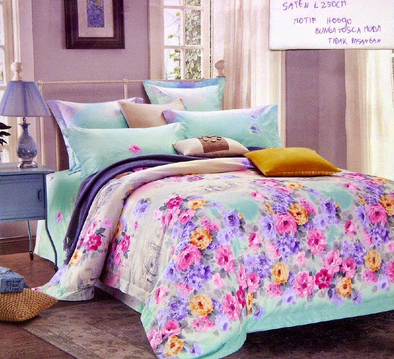 Sprei Jepang Motif Bunga Tosca Muda