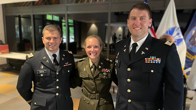 Army 2nd Lt. Brad Pierce (left), Maj. (Dr.) Laura Tilley (center), and 2nd Lt.  Ryan Stevens (right) are co-inventors of the STEAM device for airway management.   (Credit: Maj. Laura Tilley, USU)