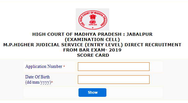 MP High Court HJS (Entry Level) Prelims Score Card EXAM- 2019 