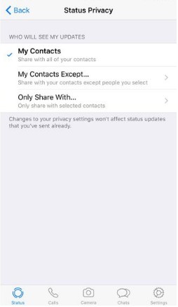 How to use whatsapp snapchat status feature, whatsapp status privacy