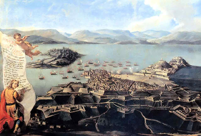 Cerco e batalha de Corfu, H.C. Bröckell, séc. XVIII. Marburg Archives