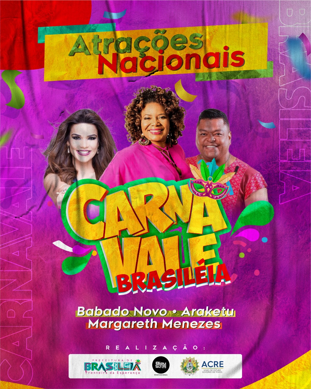 Carnavale 2022 de Brasiléia terá 3 atrações nacionais 