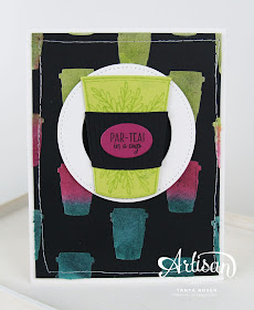 Par-Tea! Neon at that. Merry Cafe' and Embossing Paste from Stampin' Up! team up to create this striking card. Tanya Boser for the Stamp Review Crew
