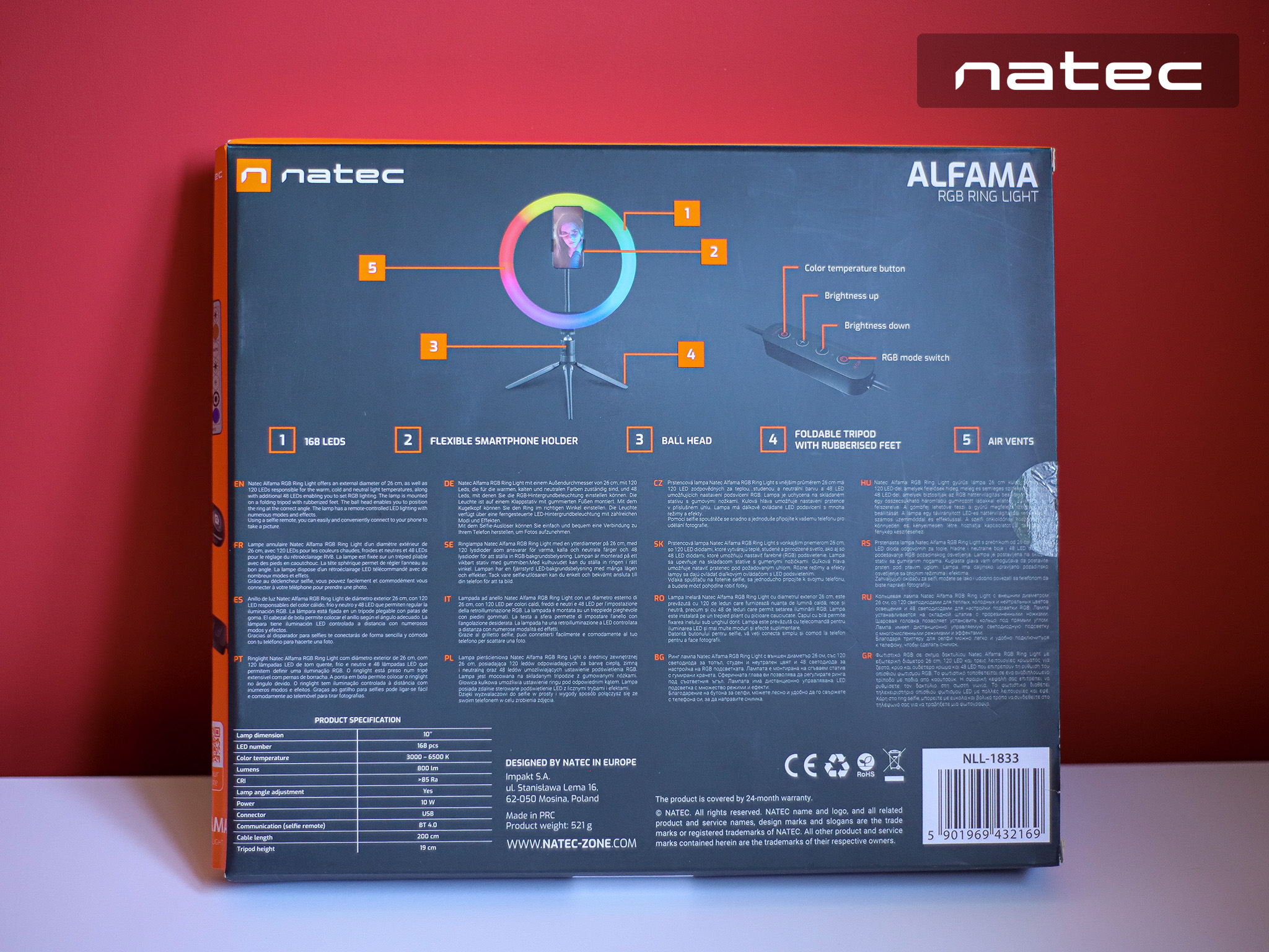 NATEC Alfama Ring Light RGB tył pudełka