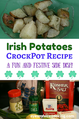 Irish Potatoes are a fun and festive side dish to make this year for your St. Patrick's Day feast! This crockpot recipe uses russet potatoes, lemon, dill, butter, and parsley to make a great potato side that your whole family will love!