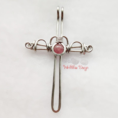 Wire Wrapped Cross with Tourmaline