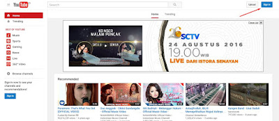 Login ke akun youtube takkalasi.com