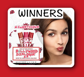 Winners of Maybelline #SwipeToSpice Bollywood Dialogue Contest