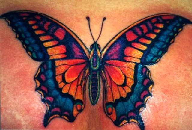 3D betterfly tattoo on the chest 