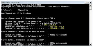 adresse IP fixe, PC, vista, invite de commande, IPconfig, windows, tutoriel, informatique, capture écran