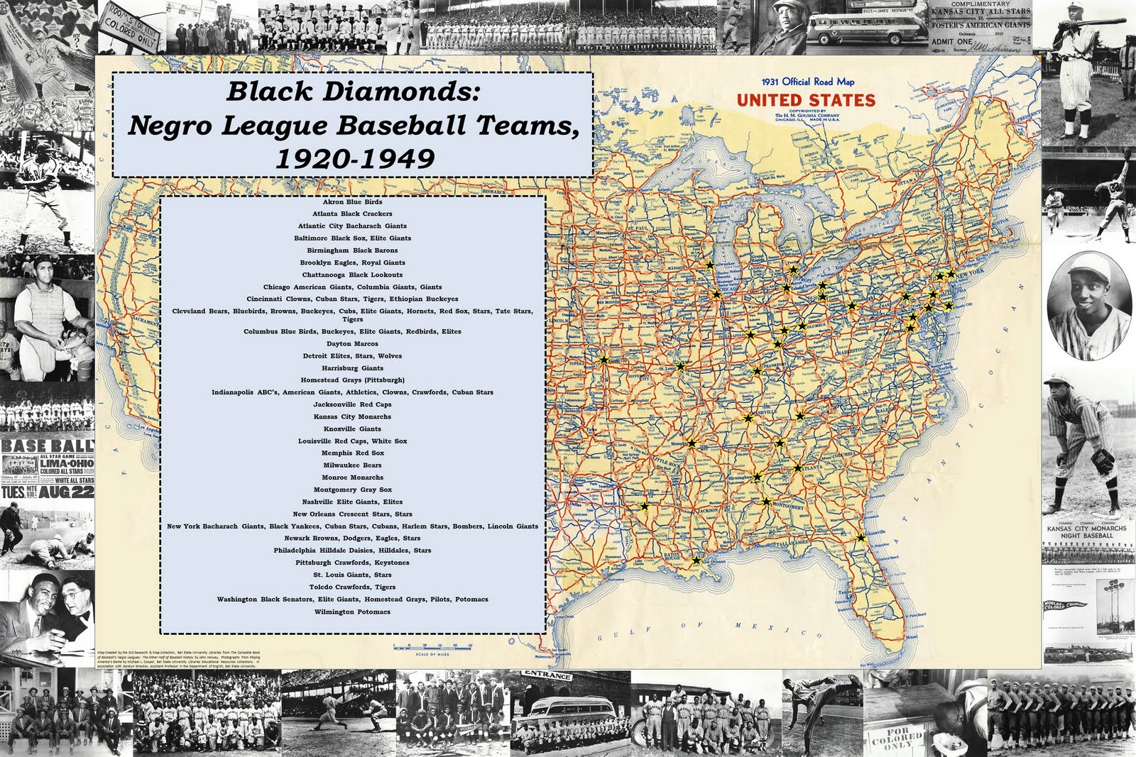 Black Diamonds: Map of Negro League Baseball Teams Available from Ball ...