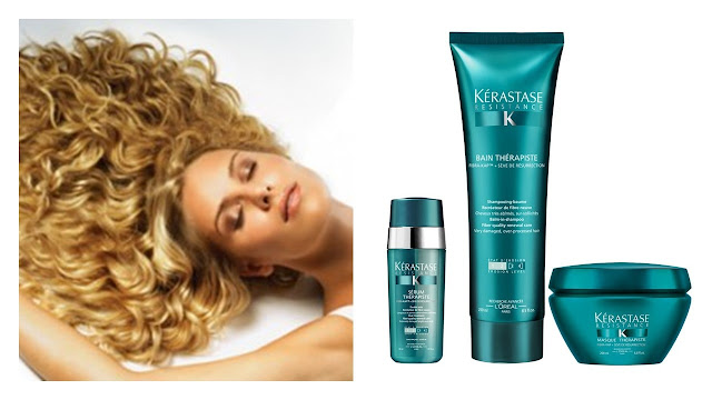 Mujer con cabello voluminoso con productos kerastase