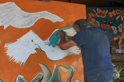 Victor Delfin at Work in His Studio