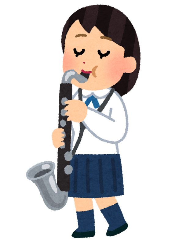 バスクラリネットを演奏する女子学生のイラスト 吹奏楽 かわいいフリー素材集 いらすとや