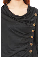 Black Viscose Western Victorian Top With Metal Buttons On Front By Grapes