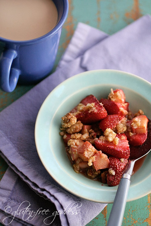 An easy summer dessert means strawberry rhubarb crumble or crisp