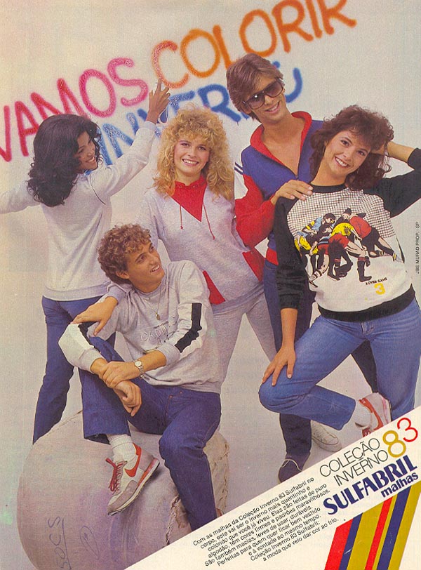 Campanha promovendo a moda inverno da Sulfabril em 1983