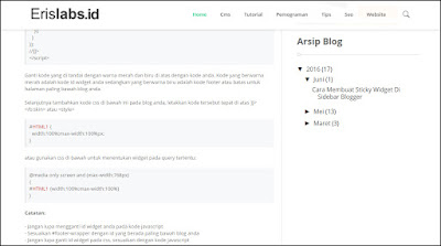 Cara Membuat Sticky Widget Di Sidebar Blogger