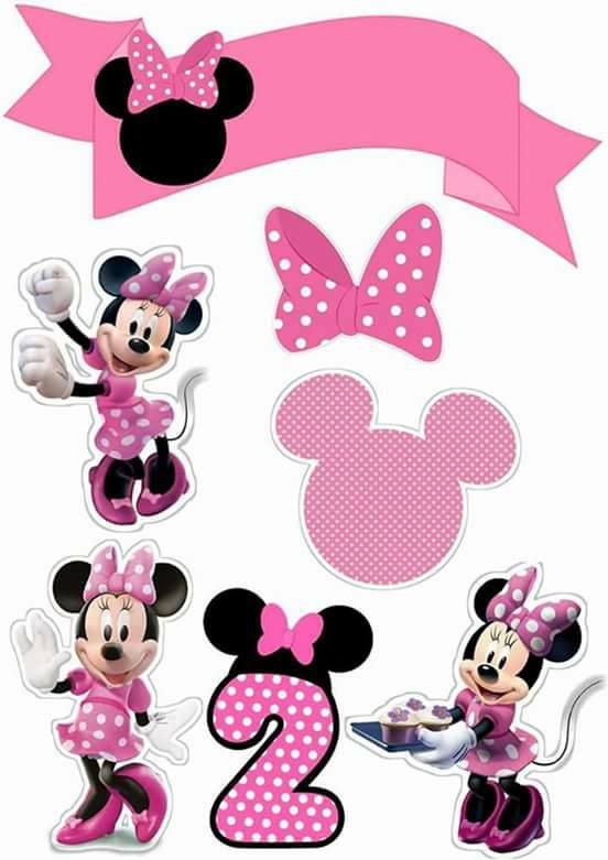 pink minnie with number 2 free printable cake toppers oh my baby