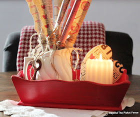 DIY centerpiece for Valentine's Day made from thrift store finds