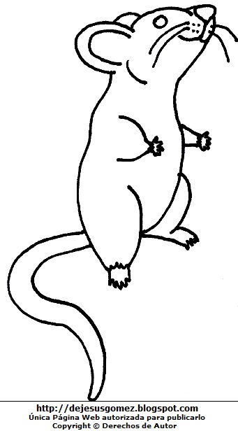 Dibujo de un ratón de pie para colorear, pintar e imprimir. Imagen de un ratón de Jesus Gómez