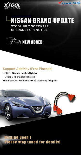 XTool Support Nissan 2019+ santra/Sylphy/ Other B18 Add Key