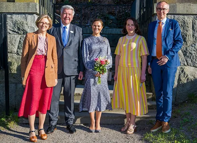 Crown Princess Victoria wore a new Gabriela fiore blouse and Aline  fiore skirt from By Malina. Lidingo Music School