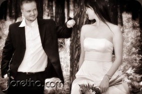 Bride and groom in a forest - Joretha Taljaard Wedding Photography