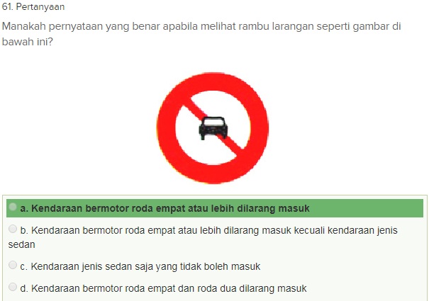 Contoh Soal Ujian teori SIM A dgn Kunci Jawaban Oktober 2018