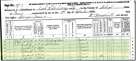 8 September 1870 - US Federal Census - George Pfaff