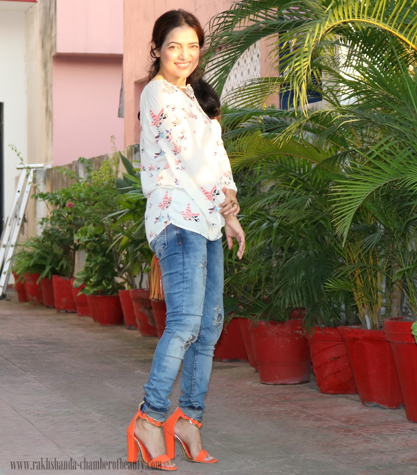 How to wear Orange in fall-OOTD, Amiclubwear Orange Strappy Chunky heels, Indian fashion blogger, Chamber of Beauty