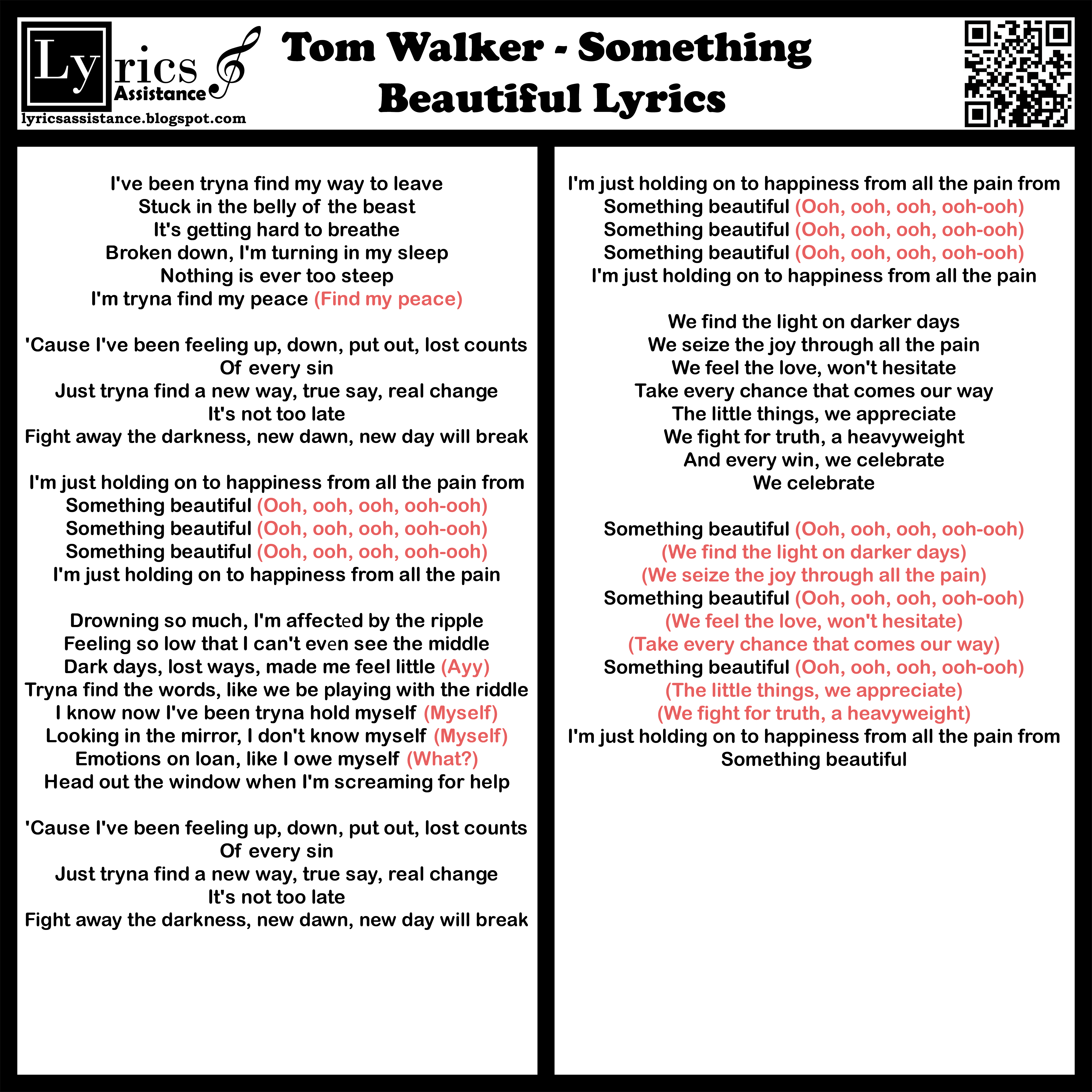 tom walker - something beautiful lyrics