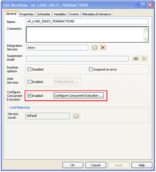 Informatica concurrent workflow configuration