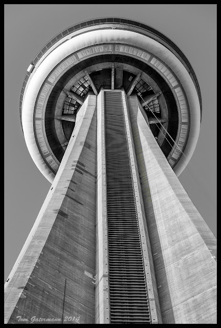 Looking up at the underside of the CN Tower's oberservation deck.