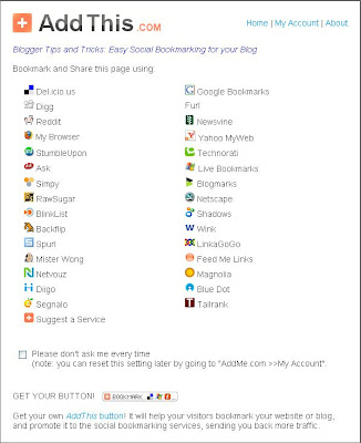 AddThis easy social bookmarking expanded pop-up