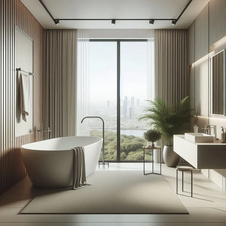 Desain Kamar Mandi Dengan Bathub Modern