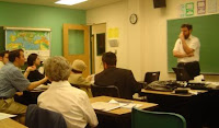 Rabbi Klapper listening to a question by David Wolkenfeld at the 2007 Yemei Iyun