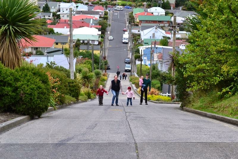 The world's steepest urban street, Baldwin Street, in Dunedin, New Zealand. Its slope reaches 35 percent or 19°, Which means that the distance 2.86 meters road rises by one meter. Baldwin Street is located in the North East Valley. 