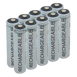 Lenmar AA Rechargeable Batteries, 1.2 volt No-Memory Pro Nickel Metal-Hydride, 2500 mAh, Pack of Ten.