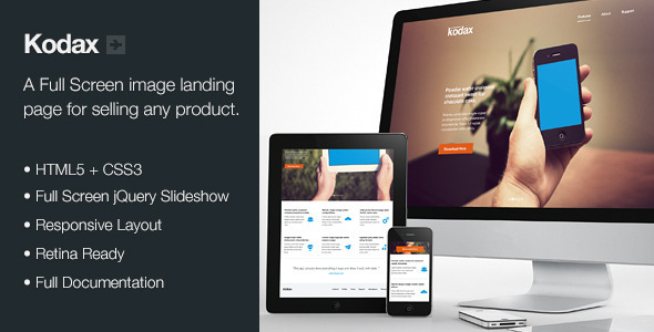 Kodax - Full Screen Landing Page - Creative Landing Pages