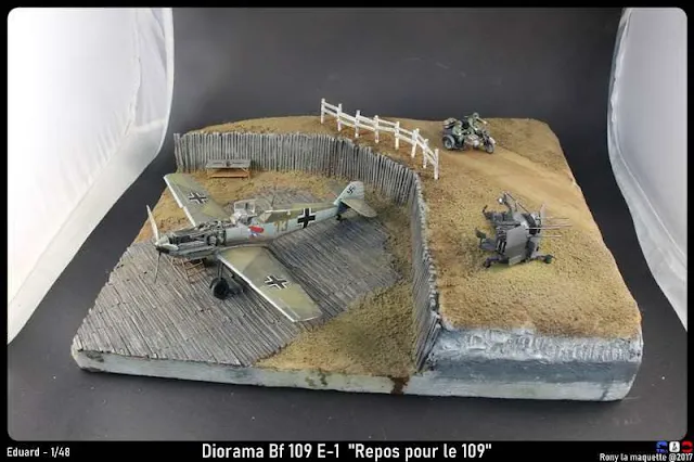 Diorama Bf-109 E-1 d'Eduard "repos pour le 109"