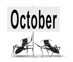 Two ants holding a pin in month of October
