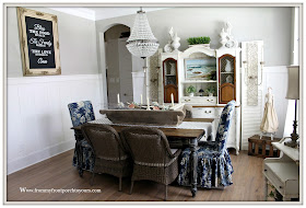 French Country Farmhouse Dining Room-Board and Batten Wainscoting-Prayer Chalk Board- From My Front Porch To Yours