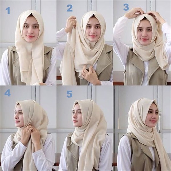 contoh tutorial hijab pashmina simple terbaru 2017/2018