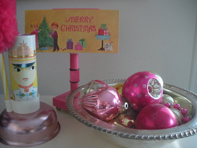 Somehow my pink Christmas vignette all came together with a few other 