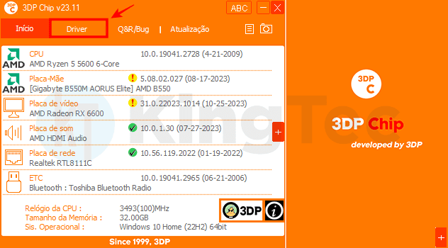 Software 3DP Chip para download e instalação dos drivers Windows