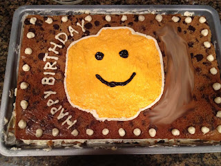 double-layer cookie cake with Lego minifigure decoration